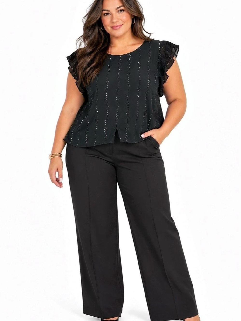 Who What Wear Black Geometric Blouse Size XL Like New